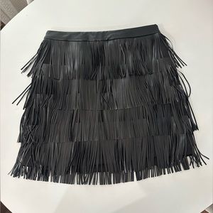 Endless Rose Black Fringe Mini Skirt